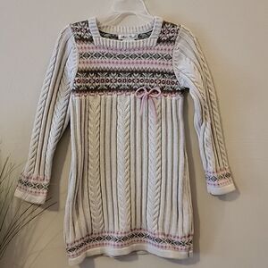 JILLIAN'S CLOSET IVORY FAIR ISLES LONG-SLEEVE SWEATER DRESS, SIZE 6X